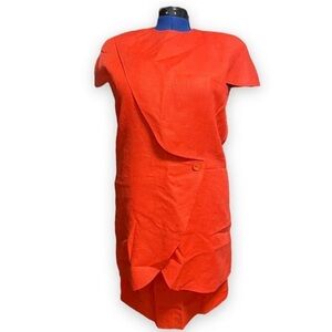Vintage 60s/70s William Pearson Red-Orange Top Skirt Set Mini Dress Size Medium